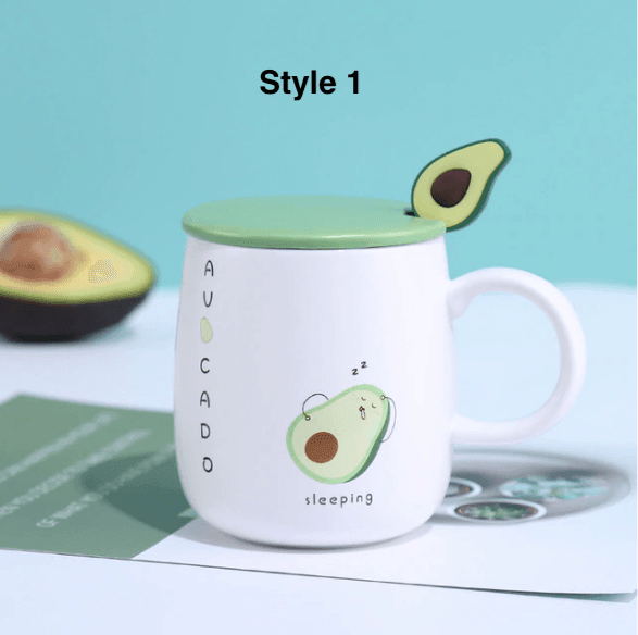Avocado Mug | White Porcelain | with Lid