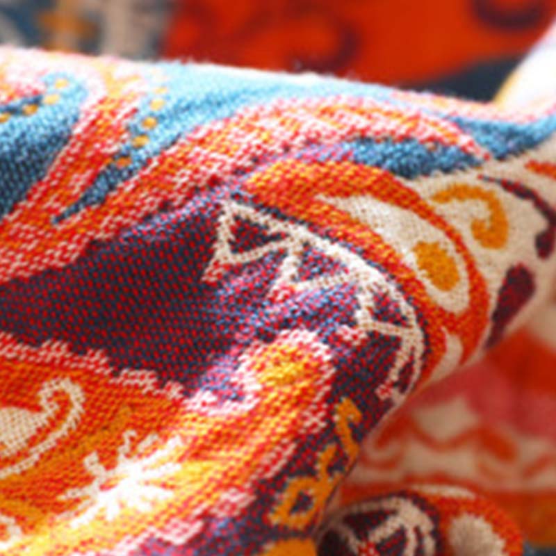 Reversible Cotton Quilt | Dark Orange Bohemian Design | Available in Full, Queen, King Sizes