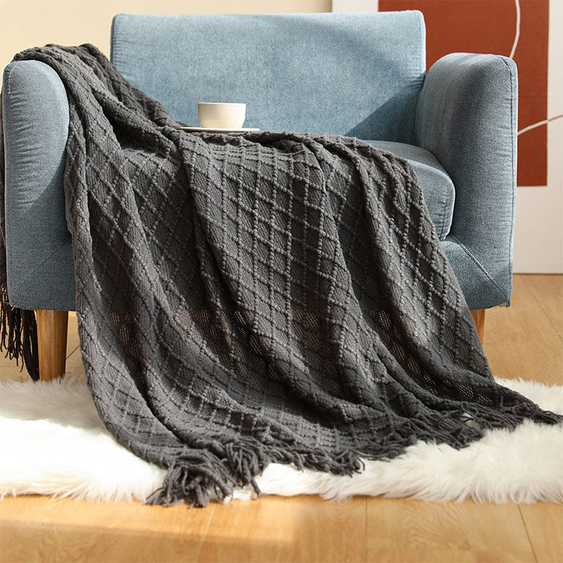Knitted Prismatic Pattern Blanket | Acrylic Fiber | 127cm x 152cm