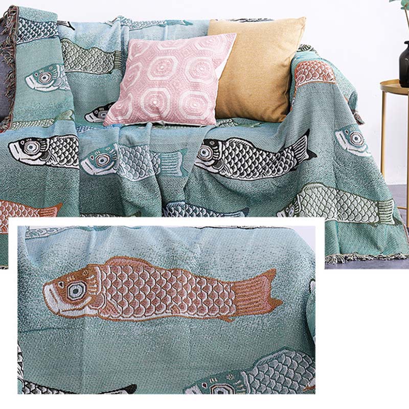 Koi Print Reversible Blanket | Soft Polyester | Multiple Sizes