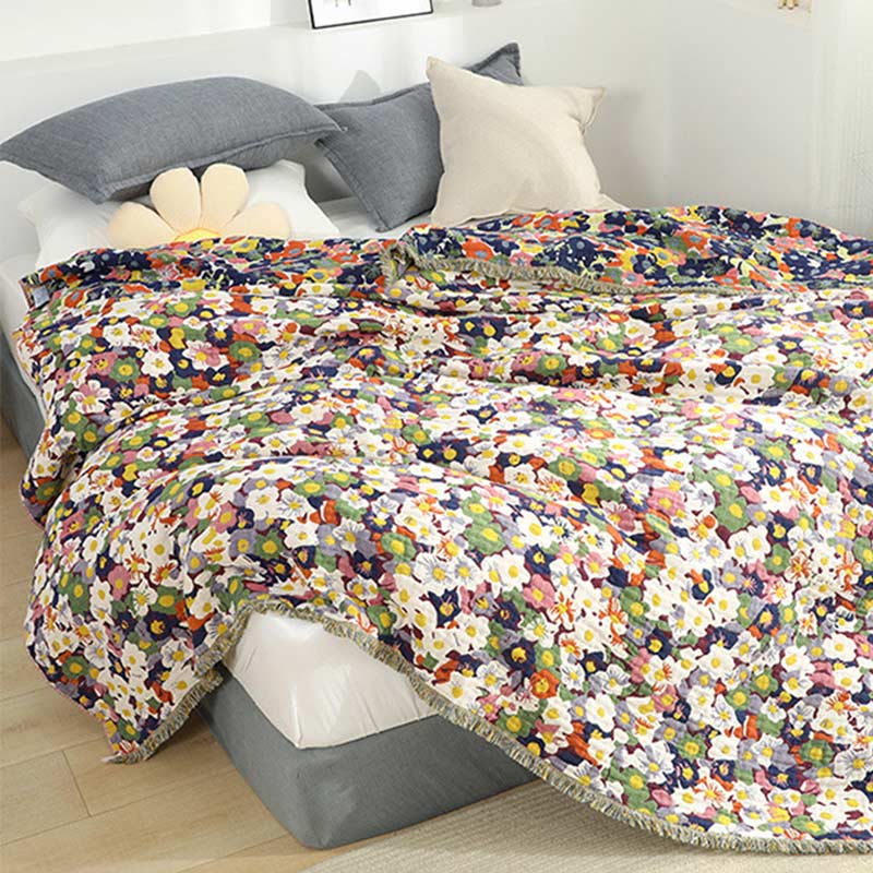 Rustic Flower Reversible Quilt | 100% Organic Cotton | Full/Queen Size