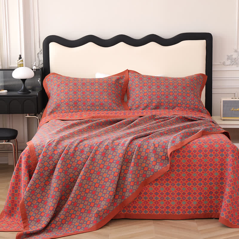 Organic Cotton Floral Quilt | Eco-Friendly Jacquard | Full, Queen, King Sizes