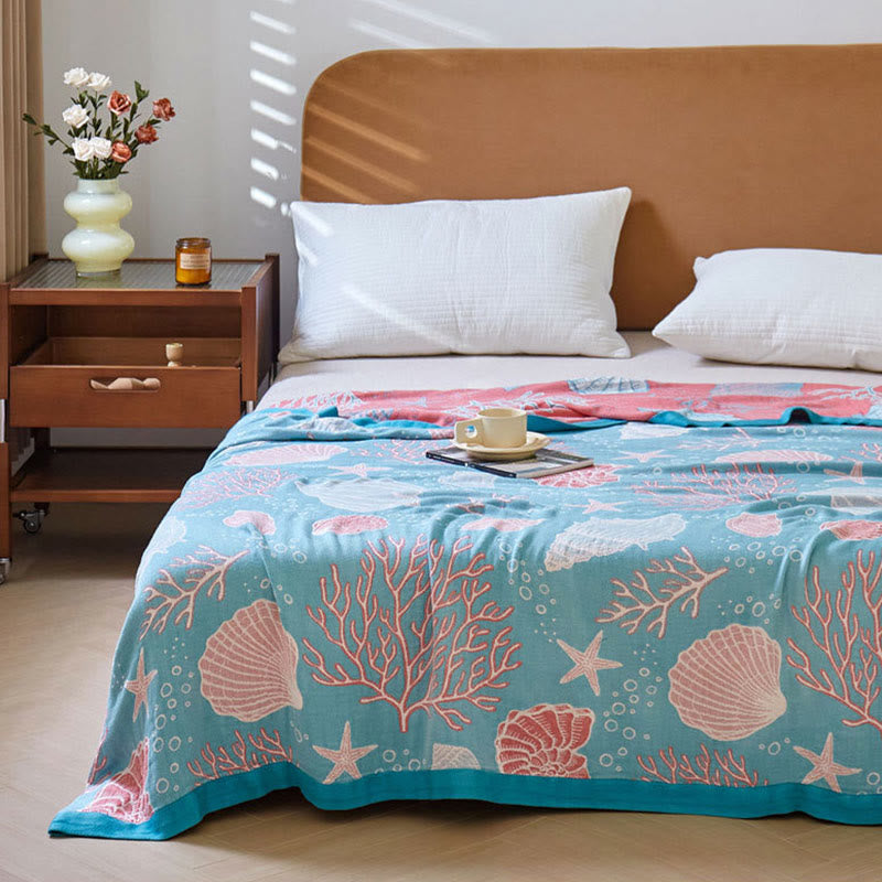 Reversible Marine Life Quilt | Bamboo Fiber | Full/Queen Size