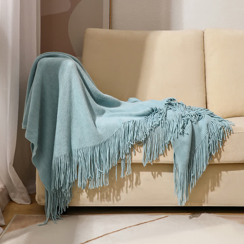 Tassel Throw Blanket | Soft Acrylic Fabric | 50" x 70" or 51" x 94"