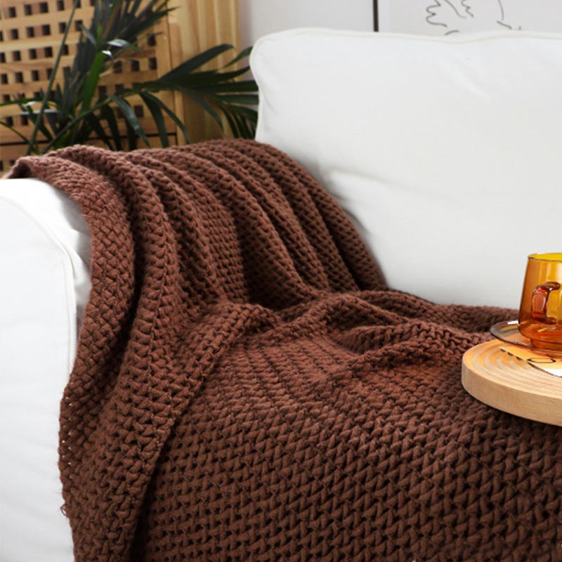Knit Tassel Blanket | Soft Acrylic Fiber | Solid Color
