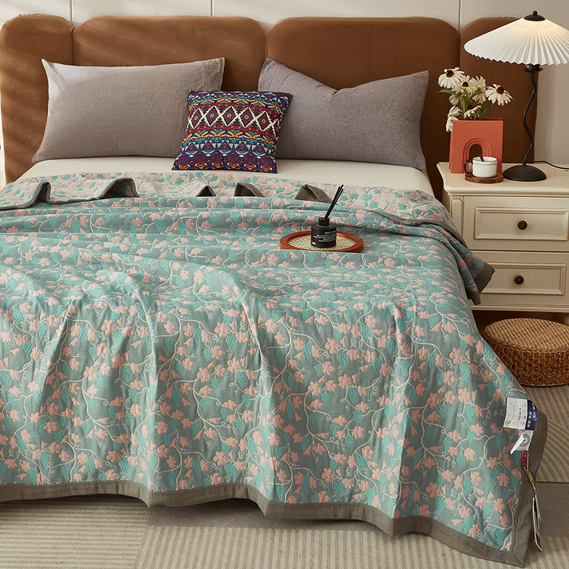 Vine Leaf Reversible Quilt | 100% Organic Cotton | Multiple Sizes