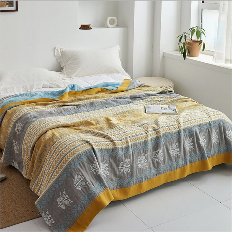 Cotton Reversible Quilt | Wheat Ear Print | Full/Queen Size