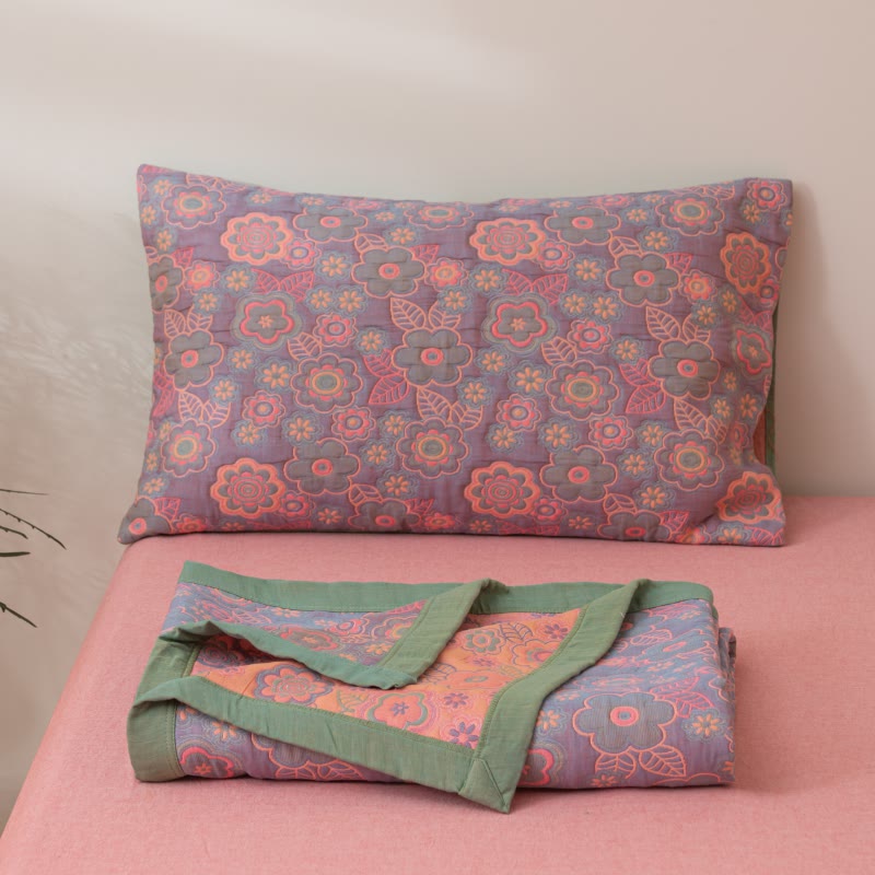 Reversible Floral Cotton Quilt | 100% Organic Cotton | Full/Queen/King Sizes