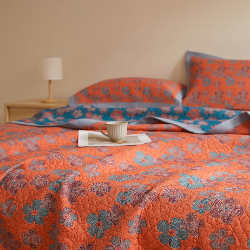 Cotton Gauze Quilt Set | Eco-Friendly Organic Cotton | Full/Queen Size with Pillow Towels