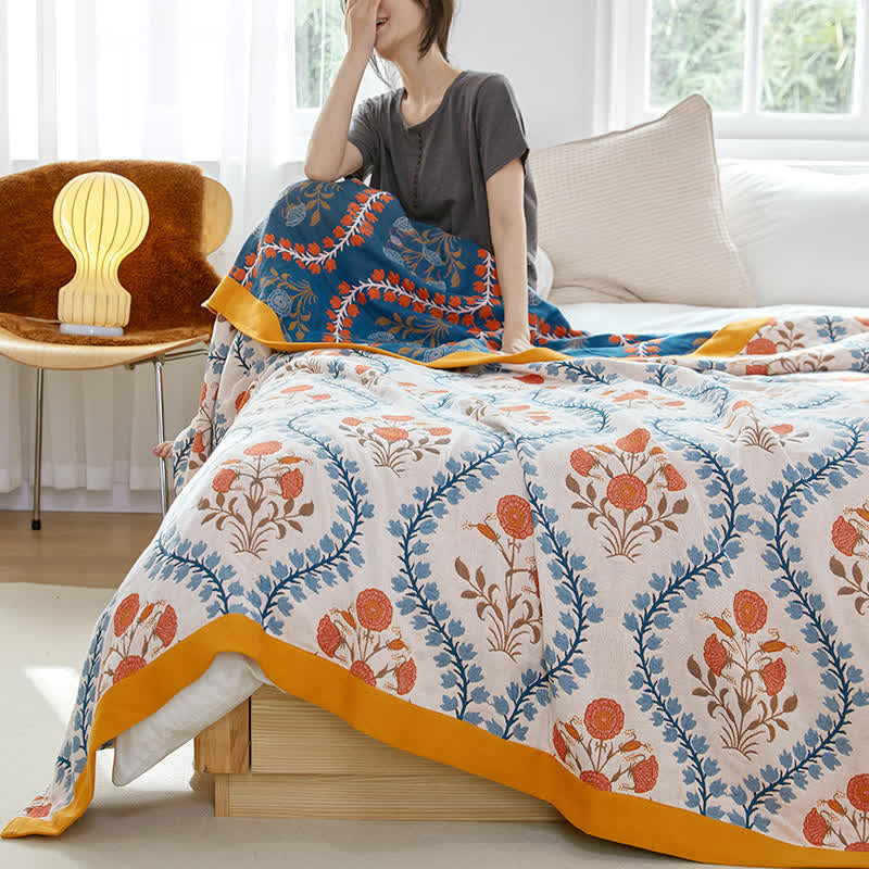 Bluebell Flower Reversible Quilt | 100% Organic Cotton | Full/Queen/King Sizes