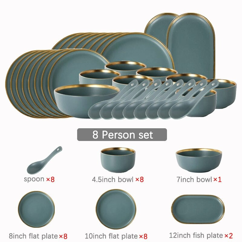 Dinnerware Set | Porcelain | Grey Green