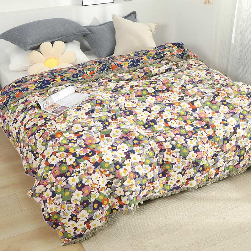 Rustic Flower Reversible Quilt | 100% Organic Cotton | Full/Queen Size
