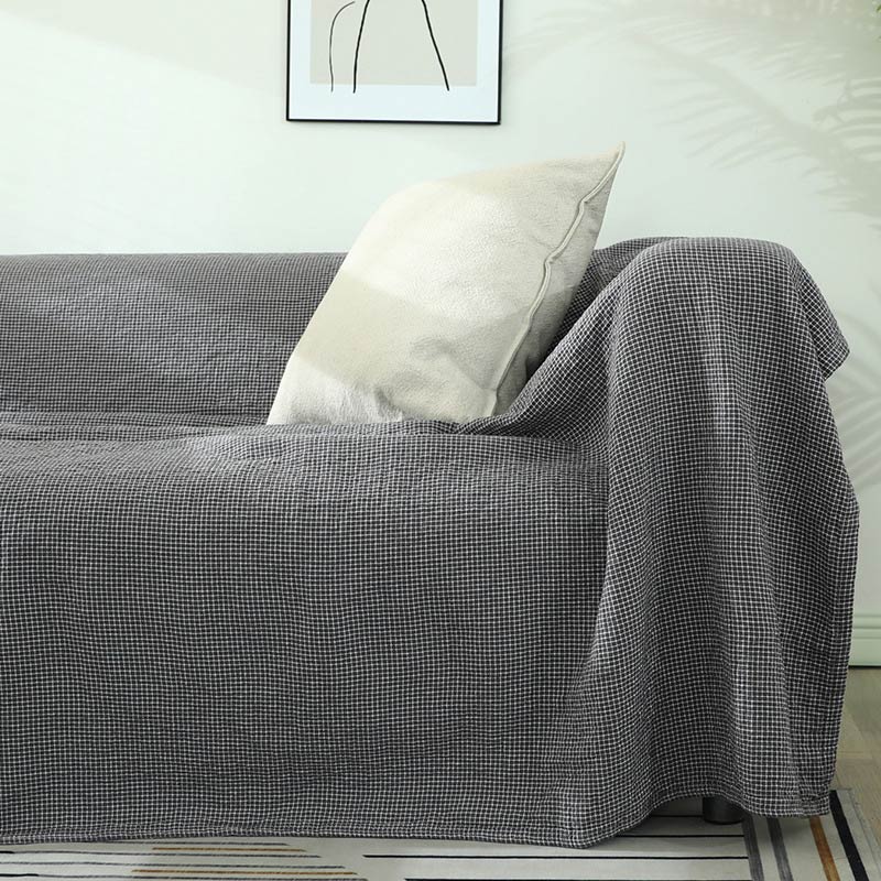 Plaid Sofa Blanket | Soft Cotton Gauze | Single Piece
