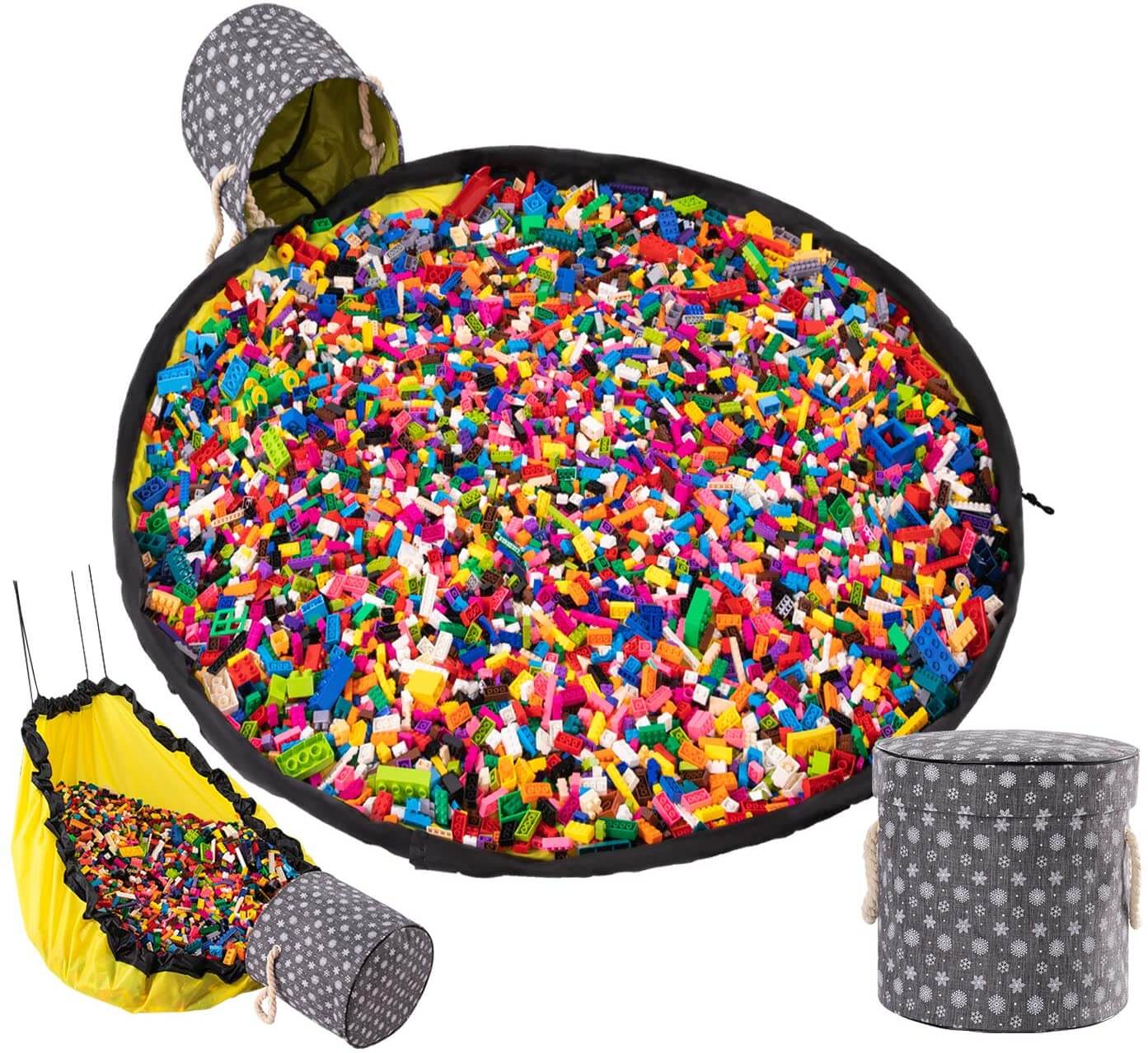 Toy Storage Basket Organizer | Durable with Play Mat | 30cm Diameter