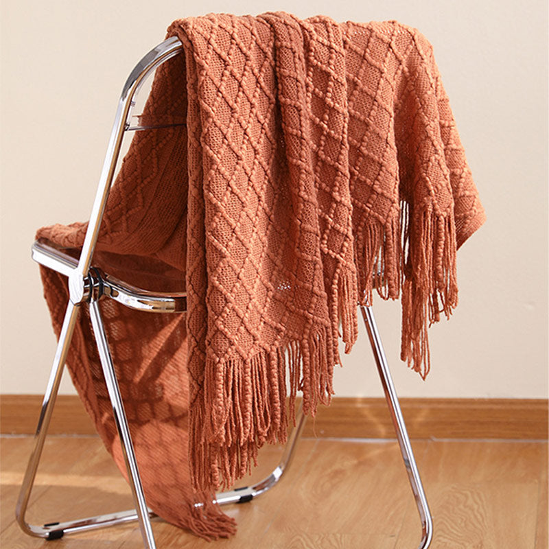 Knitted Prismatic Pattern Blanket | Acrylic Fiber | 127cm x 152cm