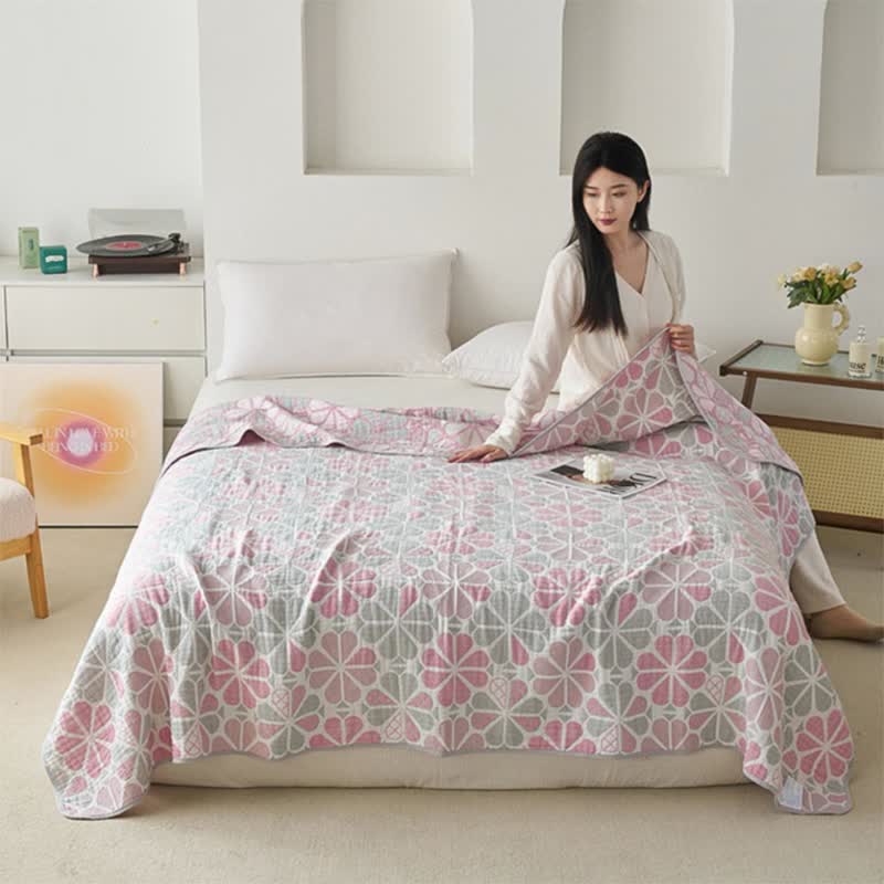 Floral Summer Quilt | 100% Organic Cotton | Full/Queen Size
