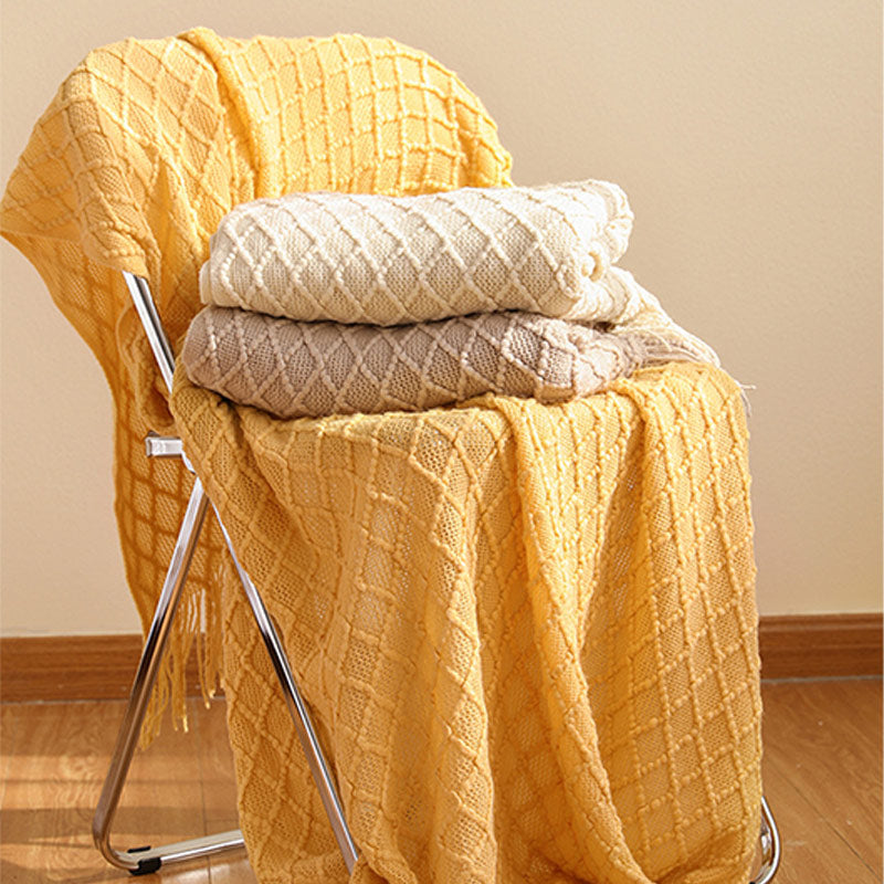 Knitted Prismatic Pattern Blanket | Acrylic Fiber | 127cm x 152cm