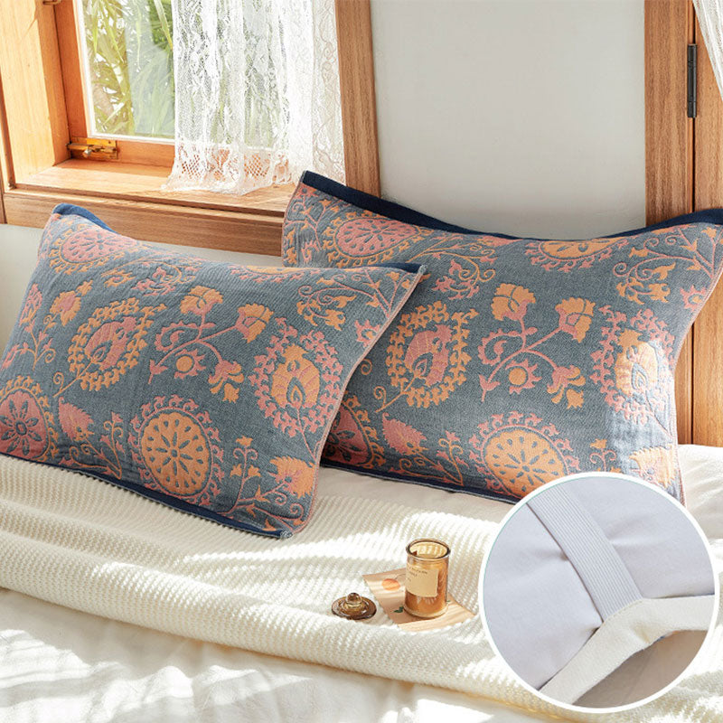 Floral Print Pillow Towels | Cotton Gauze | Set of 2