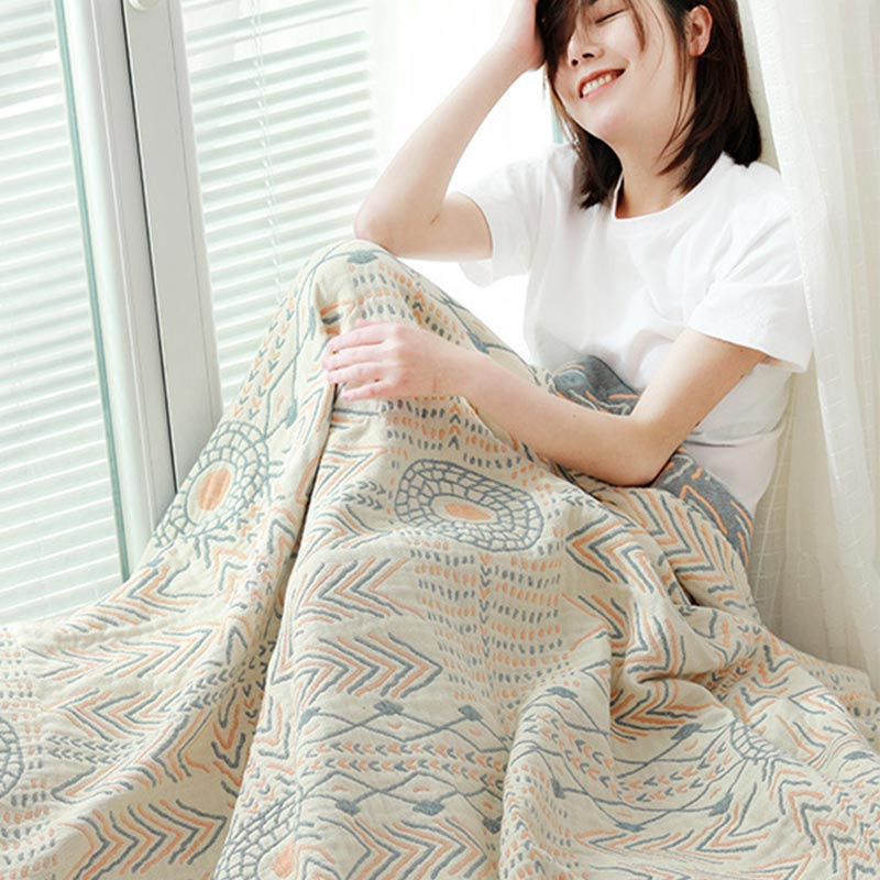 Boho Cotton Quilt | Reversible Striped Design | Full/Queen/King Sizes