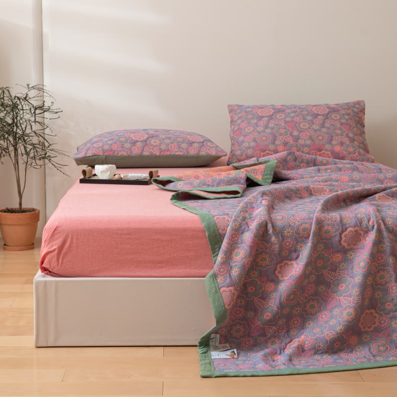 Reversible Floral Cotton Quilt | 100% Organic Cotton | Full/Queen/King Sizes