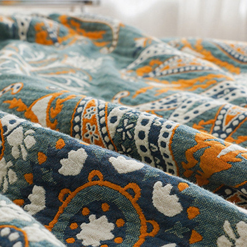Floral Cotton Quilt | Organic Cotton | Dark Cyan
