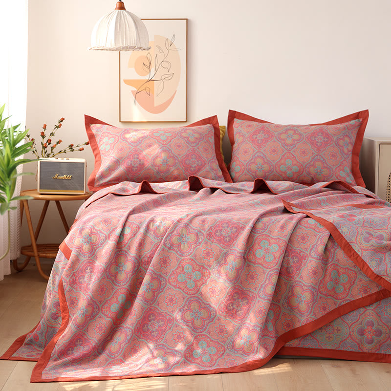 Cotton Quilt | Reversible Embroidered Petal Flower Pattern | Full, Queen, King Sizes