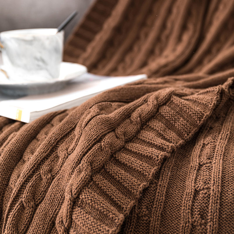 Cotton Knit Sofa Blanket | Soft & Cozy | Solid Color
