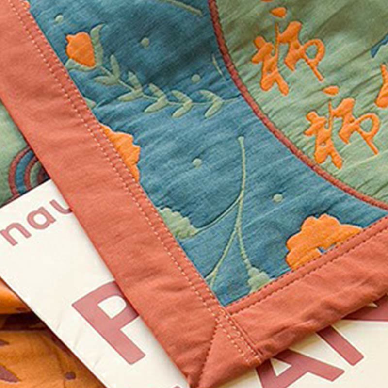 Persimmon Flower Cotton Quilt | Reversible Double-Sided | Full/Queen/King Sizes