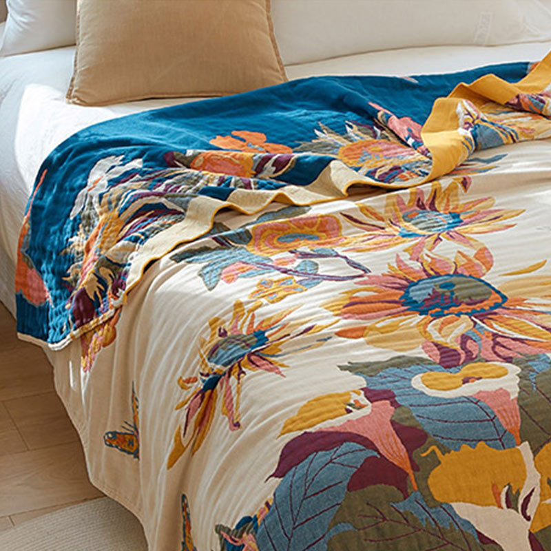 Butterfly Flower Quilt | 100% Organic Cotton | Reversible Design