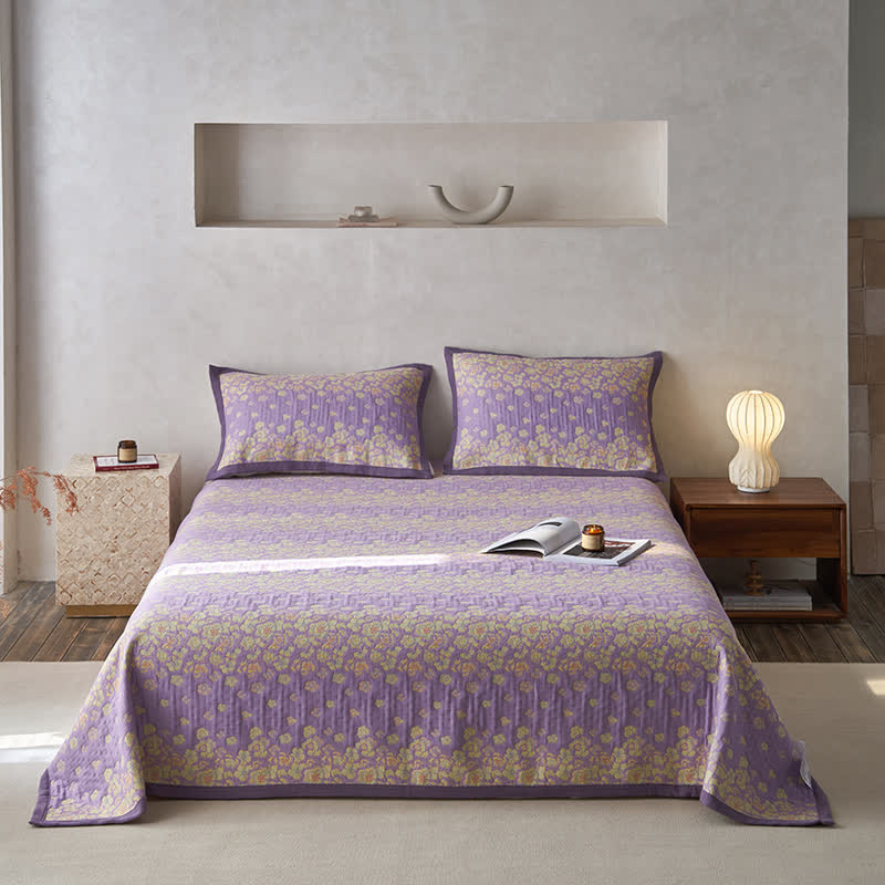 Rustic Floral Quilt | 100% Organic Cotton | Purple | Full/Queen/King Options