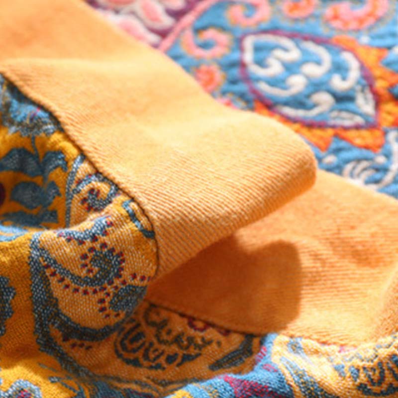 Reversible Cotton Quilt | Dark Orange Bohemian Design | Available in Full, Queen, King Sizes