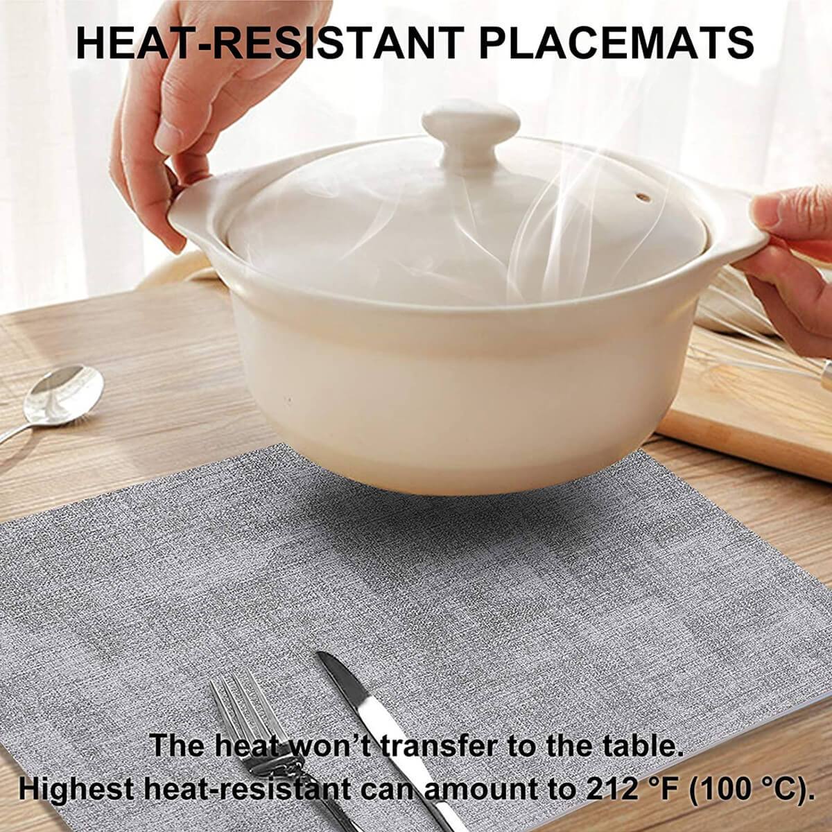 Placemats Set | Faux Leather | Light Grey