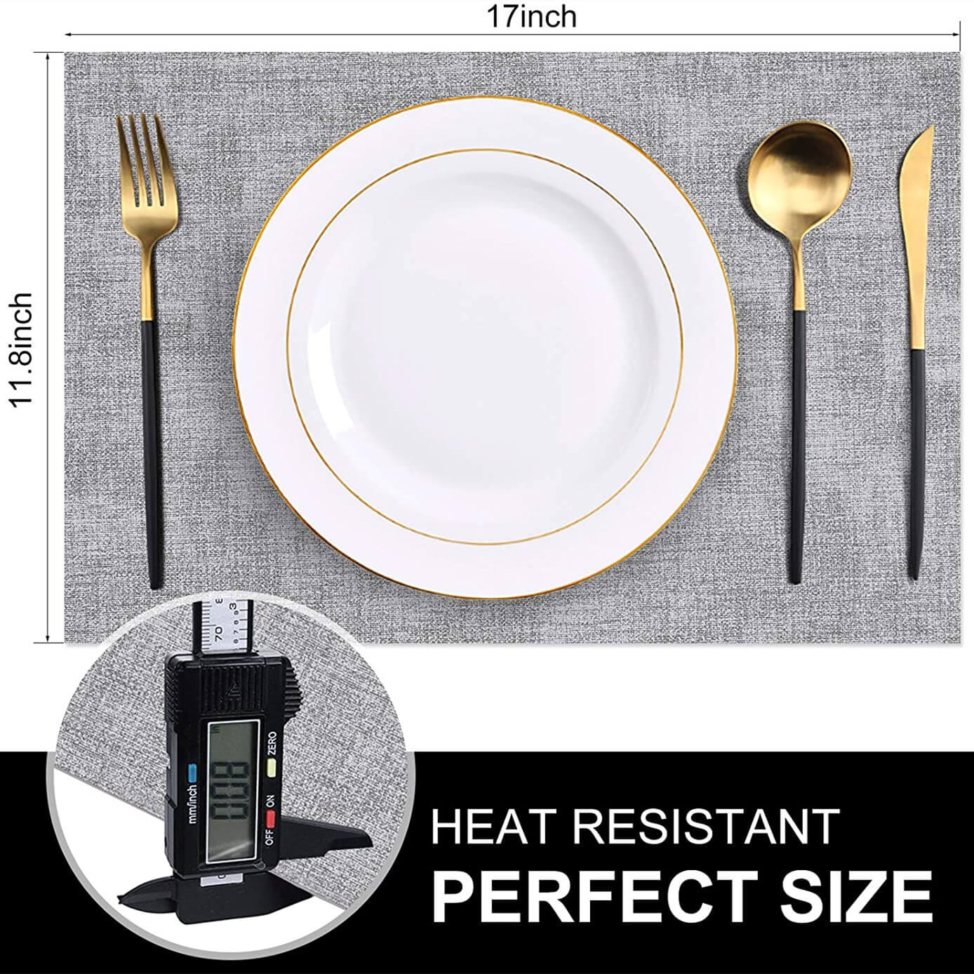 Placemats Set | Faux Leather | Light Grey