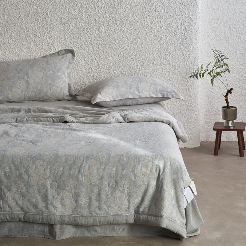 Floral Cotton Gauze Bedding Set | 100% Organic Cotton | Available in Full, Queen, King