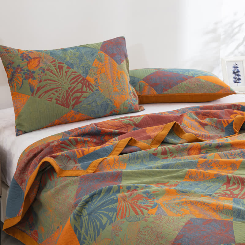 Cotton Gauze Quilt | Organic Cotton | Summer Leaf Pattern