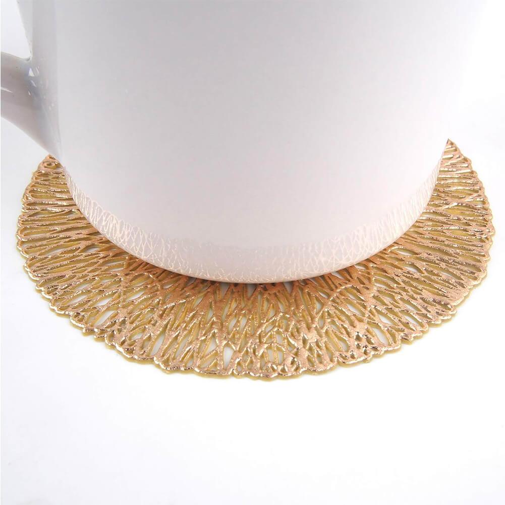 Gold Round Coasters | Heat Resistant Vinyl | Set of 4