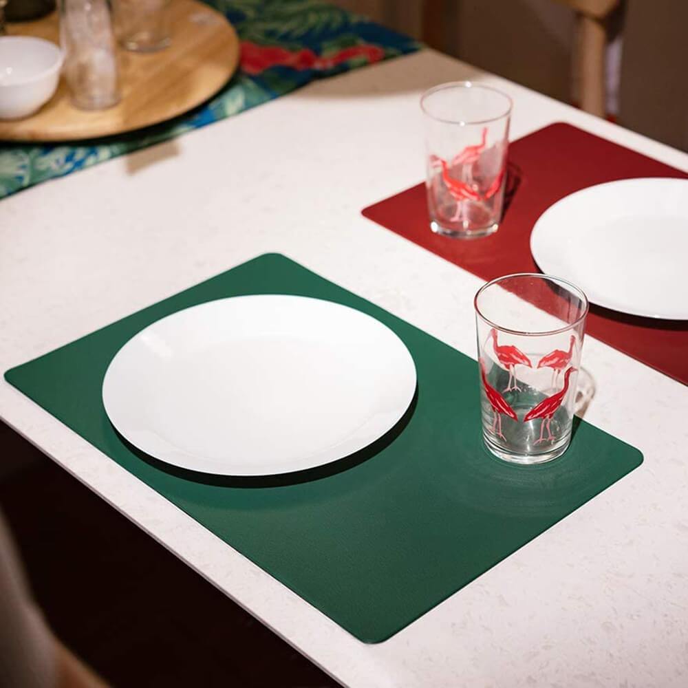 Faux Leather Placemats | Green | Set of 2