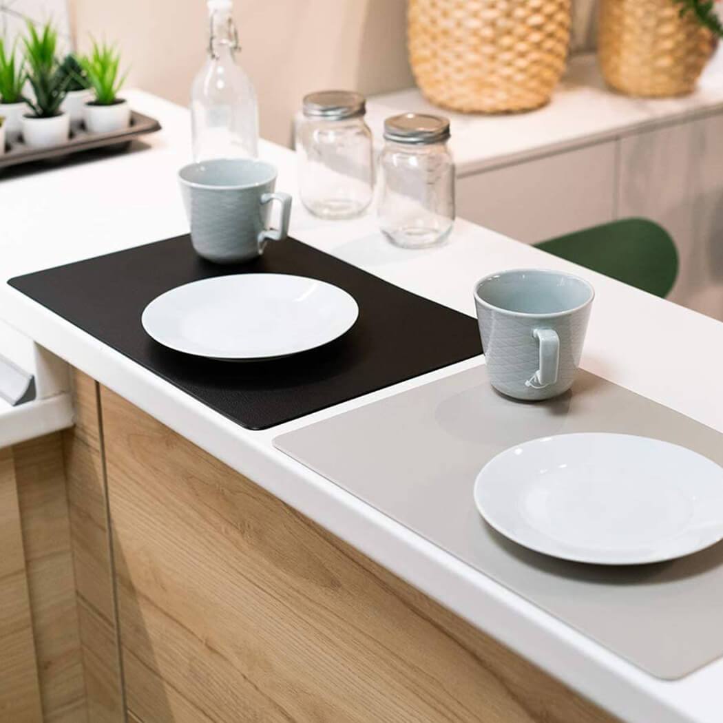 Faux Leather Table Placemats | Black | Set of 4