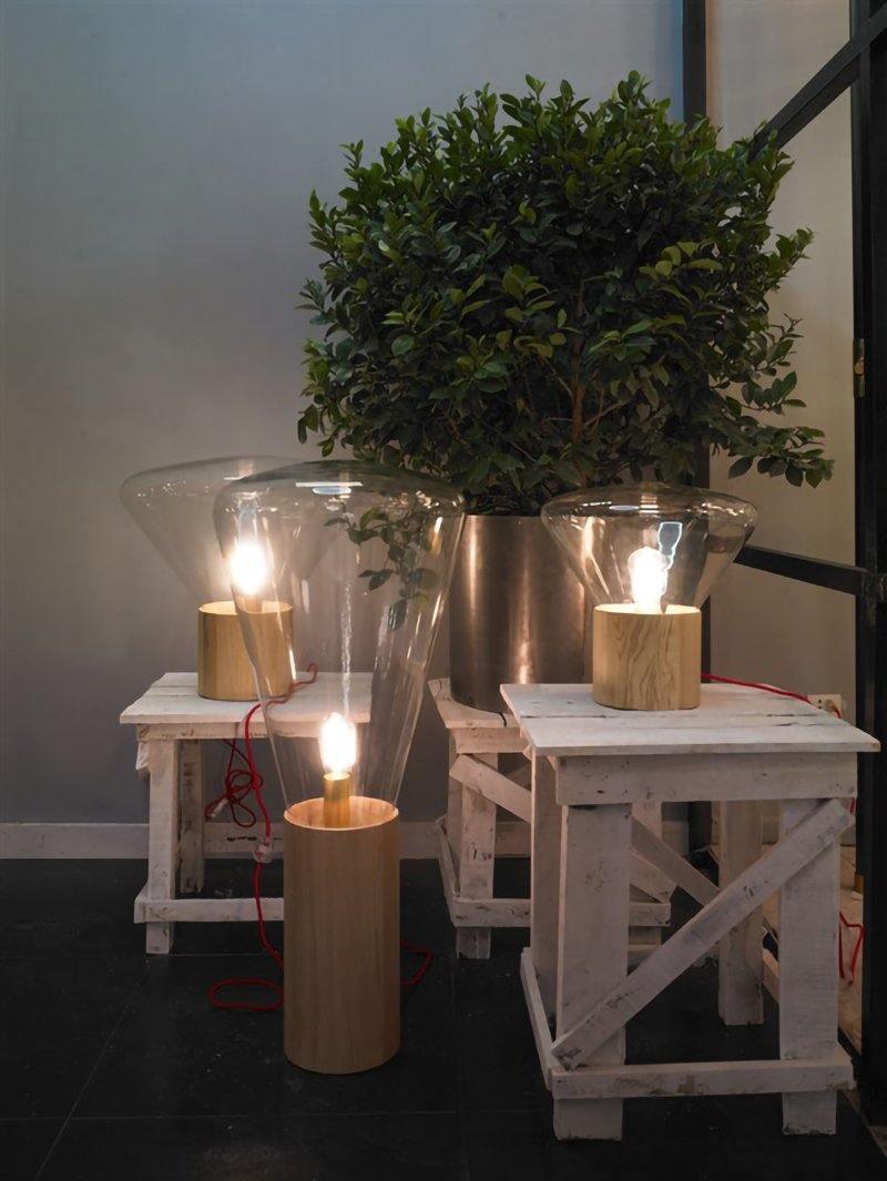 Bois Table Lamp | Wooden & Glass | Clear, Smoke Gray, Amber