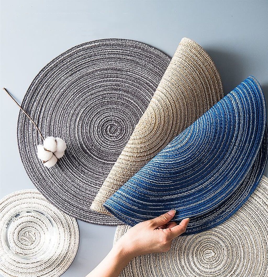Round Ramie Place Mat Set | Eco-Friendly Cotton Blend | Set of 6