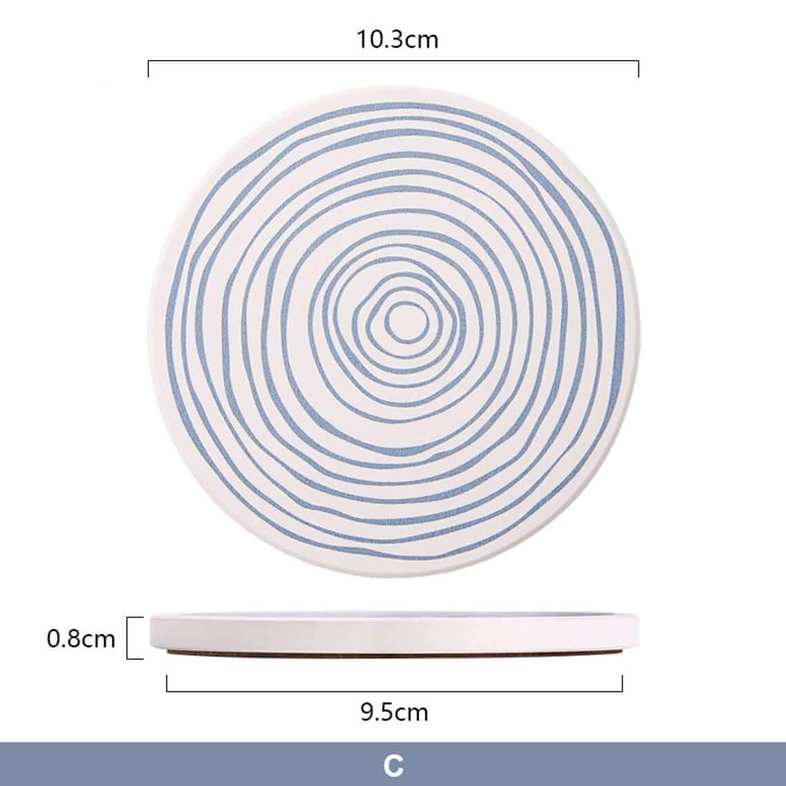 Ceramic Coasters Set | Non-Slip & Absorbent | Set of 6