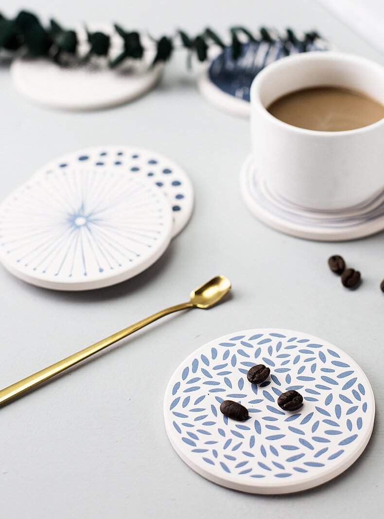 Ceramic Coasters Set | Non-Slip & Absorbent | Set of 6