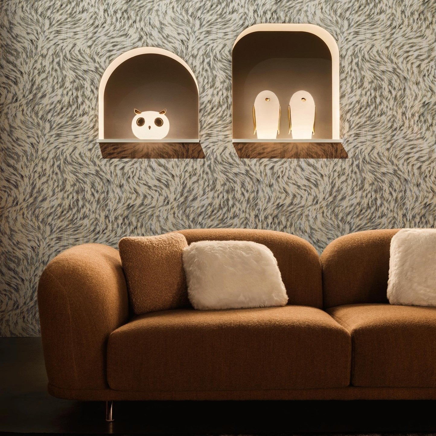 Animal Table Lamp | Frosted Glass & Gold Accents | Owl, Rabbit & Penguin Characters