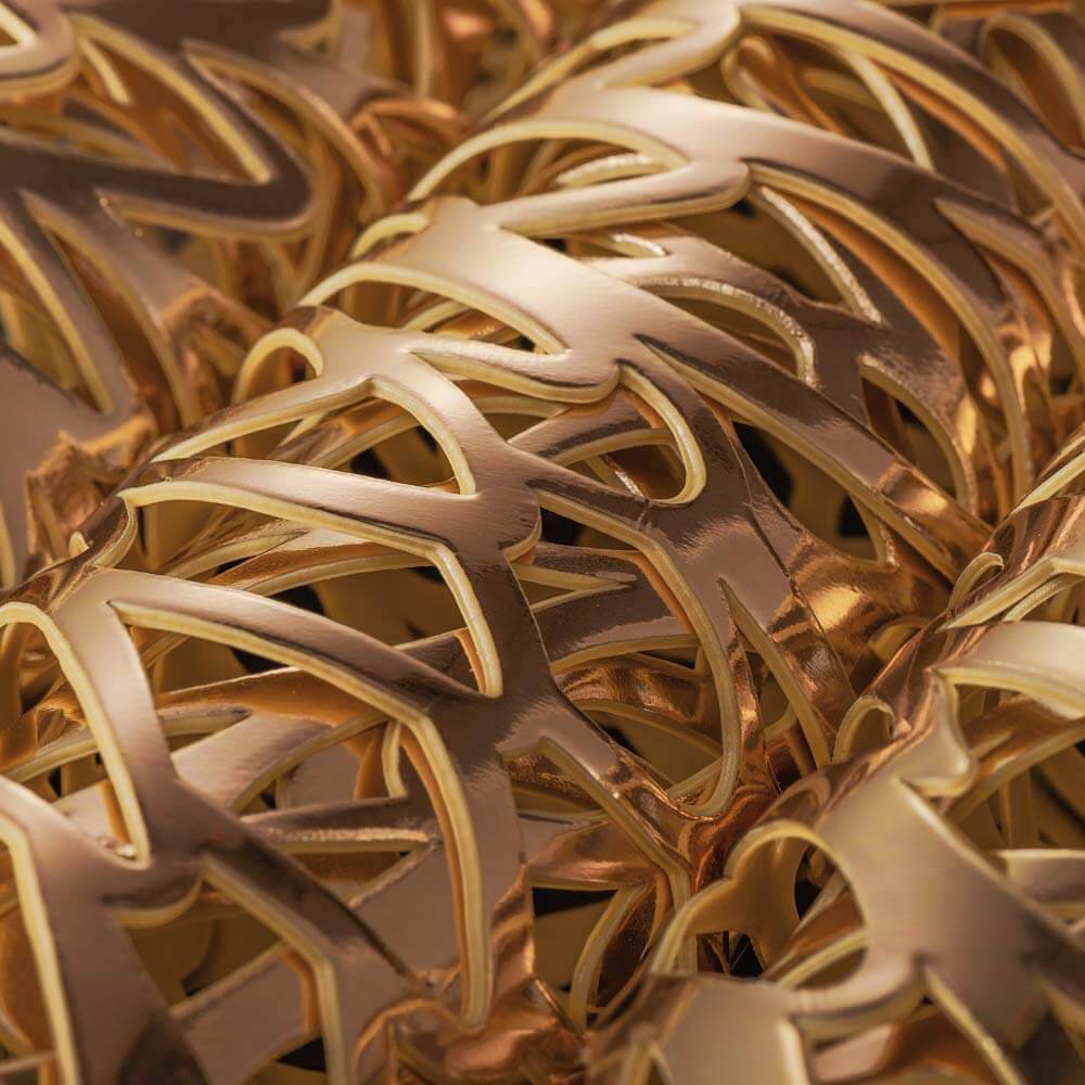 Round Dahlia Placemats | Durable Stain Resistant | Metallic Gold/Silver, 15.5"