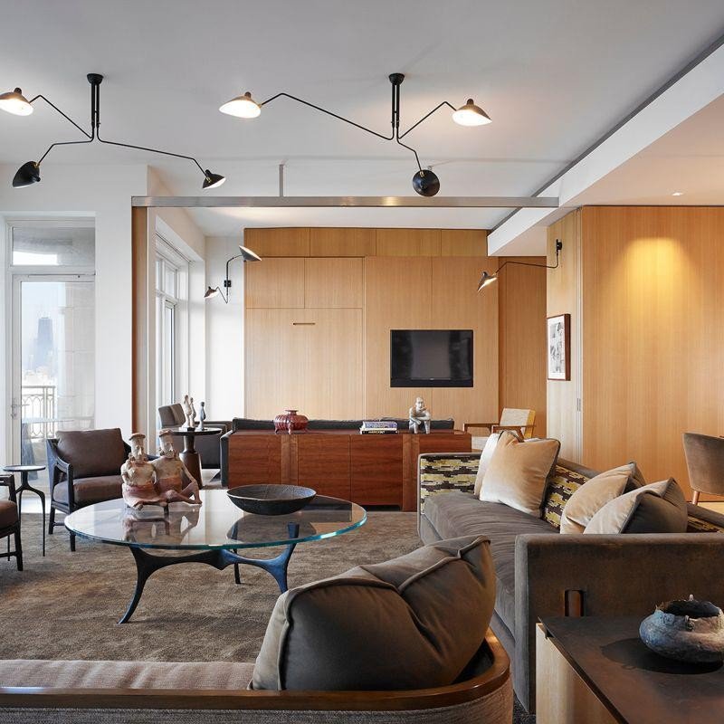 Serge Mouille Ceiling Light | Lacquered Aluminum & Steel | 3-Head Design White/Black