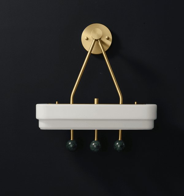 Spate Wall Light Set | Opal Acid-Etched Glass & Marble | 2-Pack