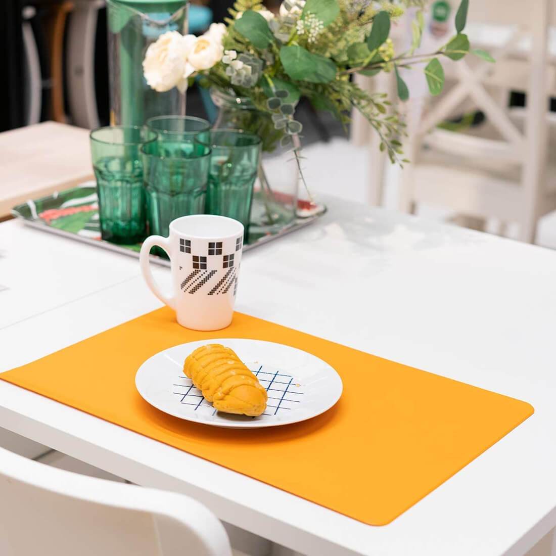 Faux Leather Table Mats | Orange Non-Slip Set | 4 Pieces