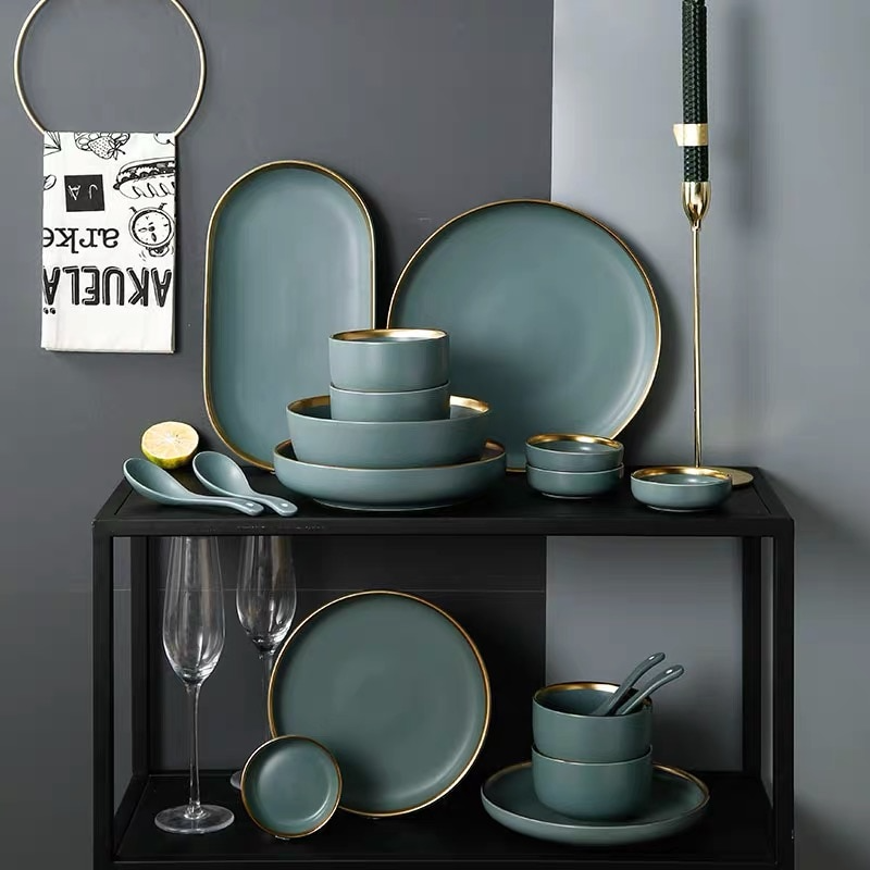 Dinnerware Set | Porcelain | Grey Green