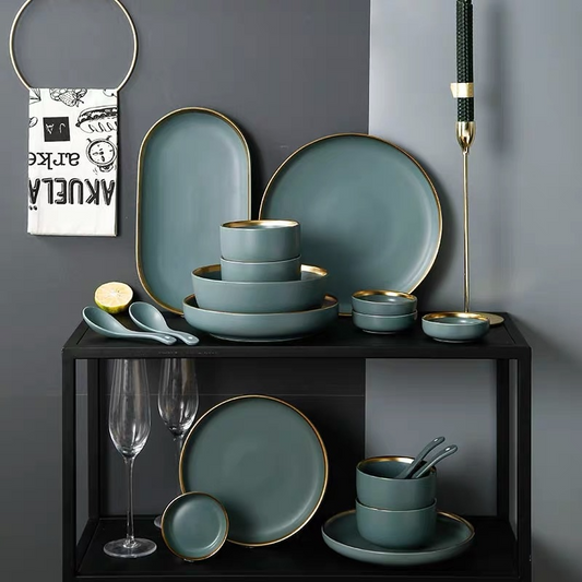 Dinnerware Set | Porcelain | Grey Green