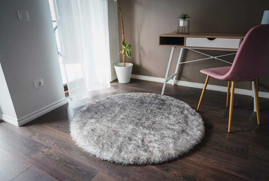Extra Fluffy & Shaggy Round Dense Sheep Fur Area Rug